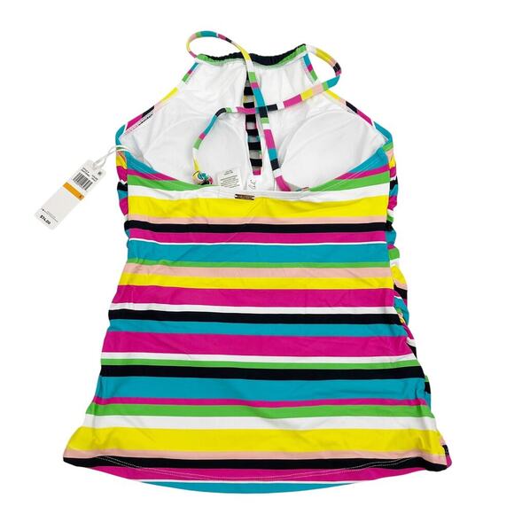 Anne Cole Center Tab High Neck Tankini Swim Top Size Small Striped NEW - Picture 6 of 6